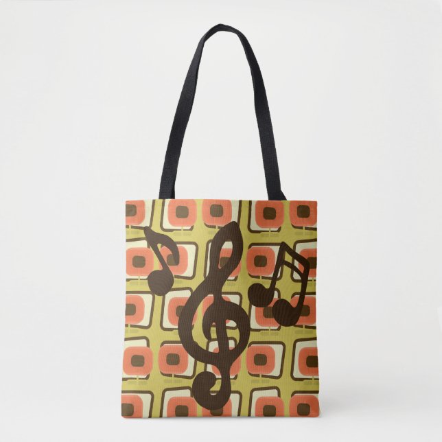 Retro Atomic Era Mid Century Modern MCM Music Tote Bag (Front)