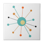 Retro Atomic Era Starburst Mid Century Modern Ceramic Tile<br><div class="desc">This fabulous mid century modern decorative tile features an atomic starburst in the colors of turquoise blue,  two shades of orange,  cream,  and black. This will make a colorful addition to your decor!</div>