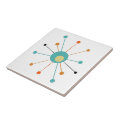 Retro Atomic Era Starburst Mid Century Modern Ceramic Tile | Zazzle
