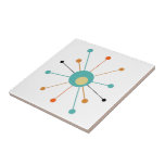 Retro Atomic Era Starburst Mid Century Modern Ceramic Tile<br><div class="desc">This fabulous mid century modern decorative tile features an atomic starburst in the colors of turquoise blue,  two shades of orange,  cream,  and black. This will make a colorful addition to your decor!</div>