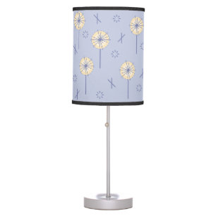 Retro Atomic Flowers Blue Yellow Table Lamp