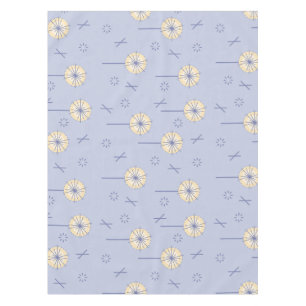 Retro Atomic Flowers Blue Yellow Tablecloth