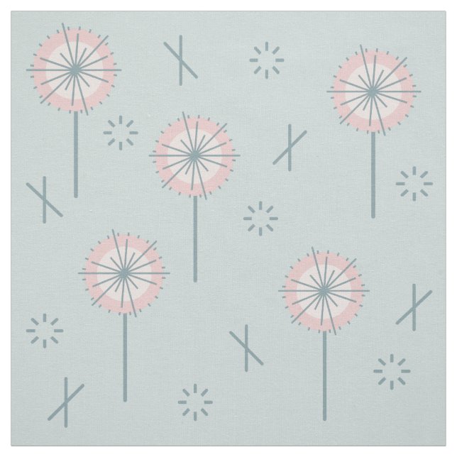 Retro Atomic Flowers Green Pink Fabric (Swatch)