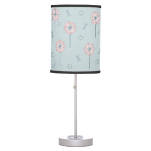 Retro Atomic Flowers Green Pink Table Lamp