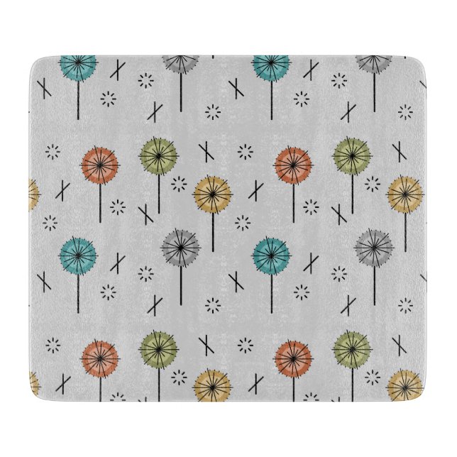 Retro Atomic Flowers Multicolored Cutting Board (Front)