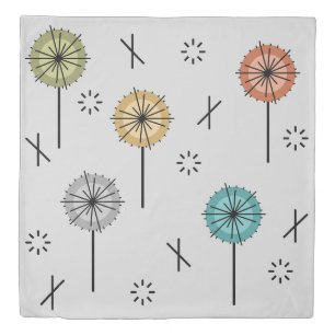 Retro Atomic Flowers Multicolored Duvet Cover