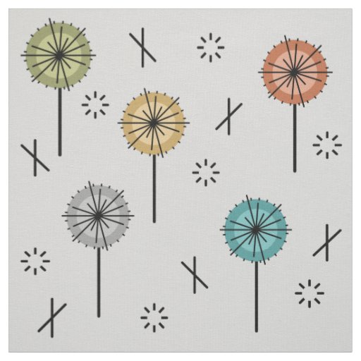 Retro Atomic Flowers Multicolored Fabric
