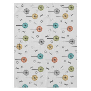 Retro Atomic Flowers Multicolored Tablecloth