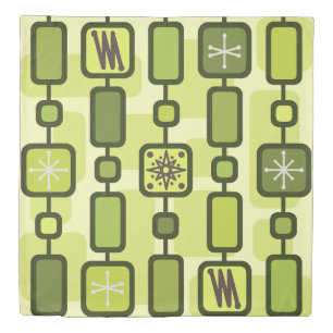 Retro Atomic Geometric Art Chartreuse Duvet Cover