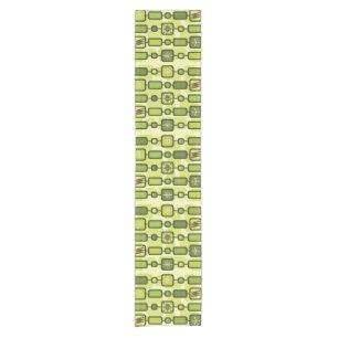 Retro Atomic Geometric Art Chartreuse Short Table Runner