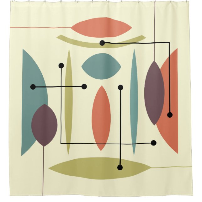 Retro Atomic Hip Abstract Shower Curtain (Front)
