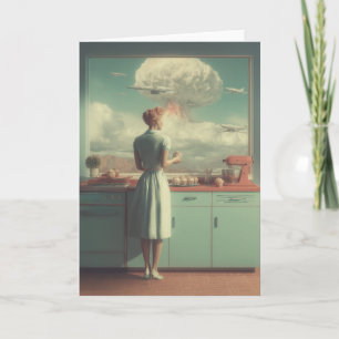 Retro Atomic Kitchen Surreal Art Card