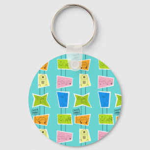 Retro Atomic Kitsch Button Keychain