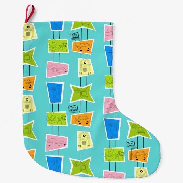 Retro Atomic Kitsch Christmas Stocking (Front)