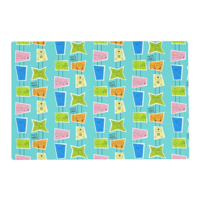 Retro Atomic Kitsch Laminated Placemat (Front)