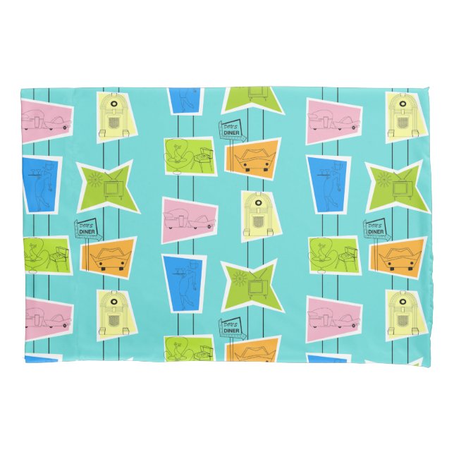 Retro Atomic Kitsch Pillowcase (Front)