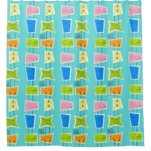 Retro Atomic Kitsch Shower Curtain