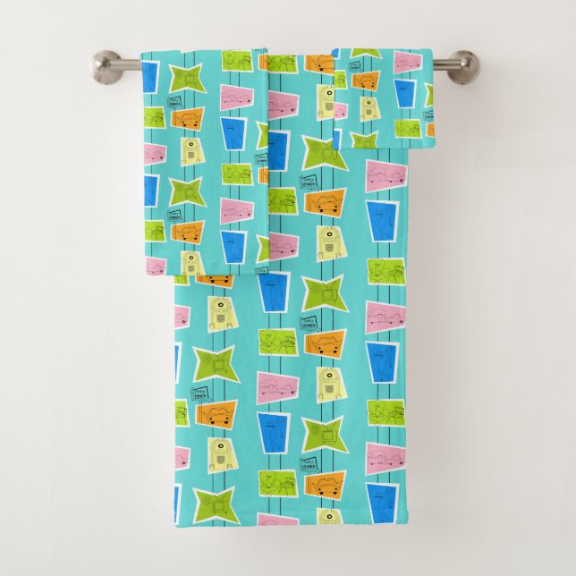 Retro Atomic Kitsch Towel Set (Insitu)