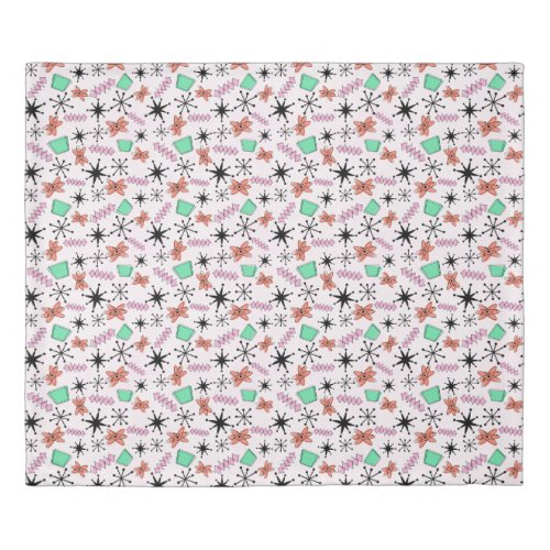 Retro Atomic MCM Pink Orange Green Black Duvet Cover