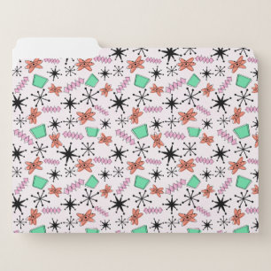 Retro Atomic MCM Pink Orange Green Black File Folder