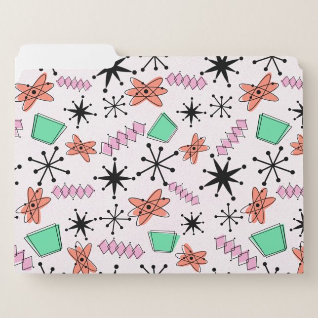 Retro Atomic MCM Pink Orange Green Black File Folder (Front Left)