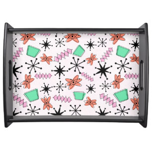 Retro Atomic MCM Pink Orange Green Black Serving Tray
