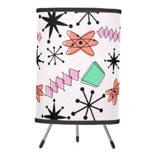 Retro Atomic MCM Pink Orange Green Black Tripod Lamp