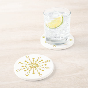 Retro Atomic Mid-Century Design Gold Color Custom Coaster