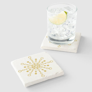 Retro Atomic Mid-Century Design Gold Color Custom Stone Coaster