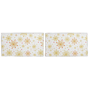 Retro Atomic Mid-Century Mod Red & Gold Pillow Case