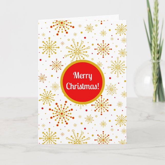 Retro Atomic Mid-Century Mod Red & Gold Starburst  Card (Front)