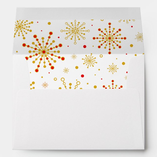 Retro Atomic Mid-Century Mod Red & Gold Starburst Envelope (Back (Bottom))