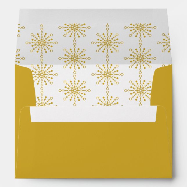 Retro Atomic Mid-Century Mod Red & Gold Starburst Envelope (Back (Bottom))