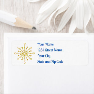 Retro Atomic Mid-Century Mod Red & Gold Starburst Label