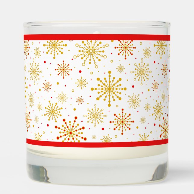 Retro Atomic Mid-Century Mod Red & Gold Starburst Scented Candle (Front)