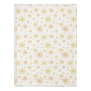 Retro Atomic Mid-Century Mod Red & Gold Twin Duvet Cover