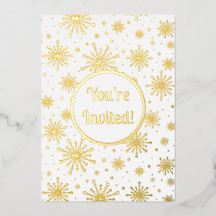 Retro Atomic Mid-Century Mod Starburst Gold Foil Invitation