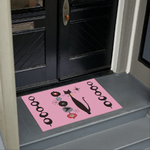 Retro Atomic Mid Century Modern Cool Cat  Doormat