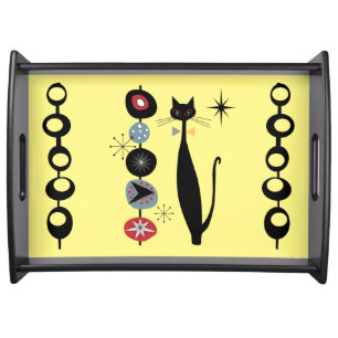 Retro Atomic Mid Century Modern Cool Cat  Serving Tray