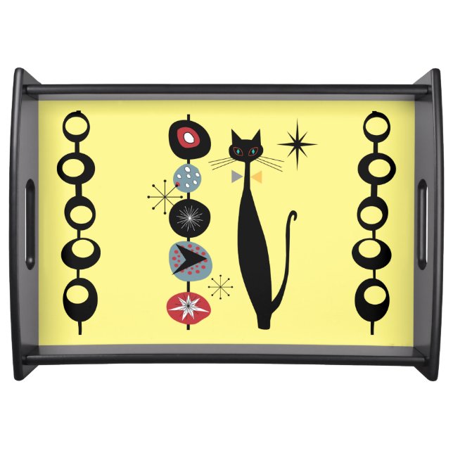 Retro Atomic Mid Century Modern Cool Cat  Serving Tray (Front)