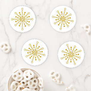 Retro Atomic Mid-Century Modern Design Gold Color Coaster Set