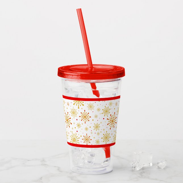 Retro Atomic Mid-Century Modern Pattern Acrylic Tumbler (Front Ice)
