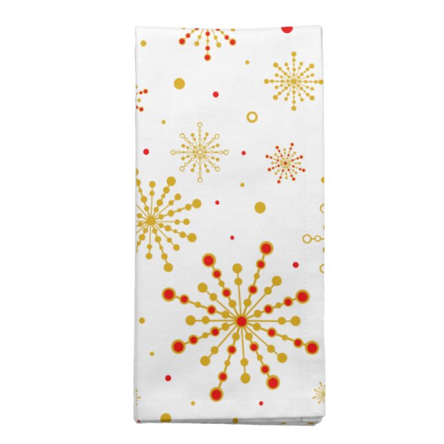 Retro Atomic Mid-Century Modern Red & Gold Cloth (Folded)