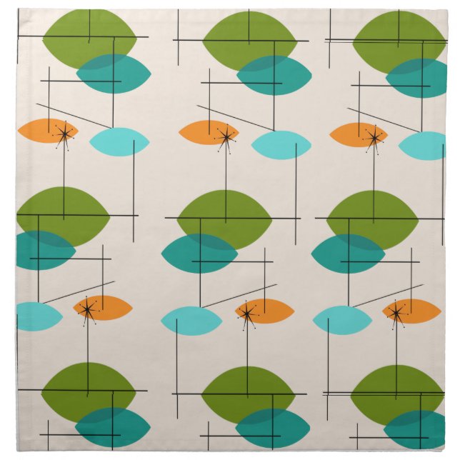 Retro Atomic Mobile Pattern Cloth Napkins (Front)