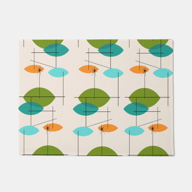 Retro Atomic Mobile Pattern Door Mat (Front)