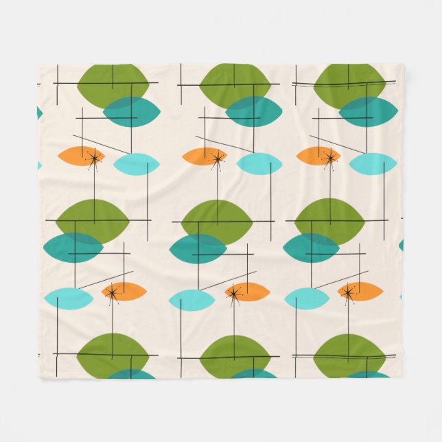 Retro Atomic Mobile Pattern Fleece Blanket (Front (Horizontal))