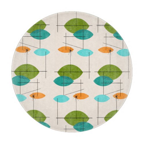 Retro Atomic Mobile Pattern Glass Cutting Board