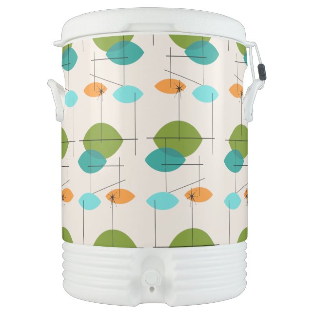 Retro Atomic Mobile Pattern Igloo Beverage Cooler (Front)