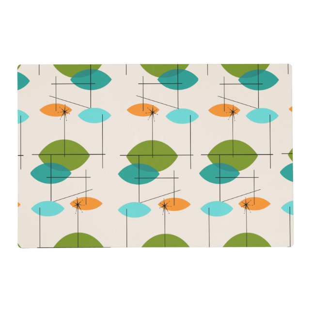 Retro Atomic Mobile Pattern Laminated Placemat (Front)