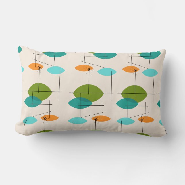 Retro Atomic Mobile Pattern Lumbar Pillow (Front)